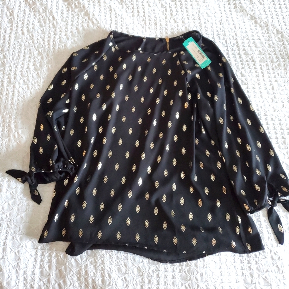 NWT Papermoon foil printed blouse L